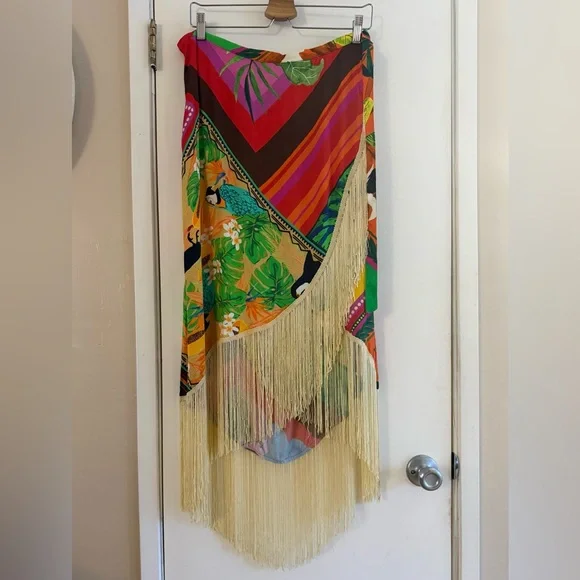 Farm Rio Mix Scarfs Summer Wrap Skirt - Picture 2 of 4